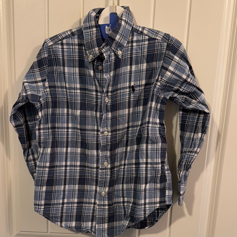 Boys Blue Plaid Shirt Ralph Lauren